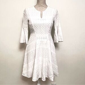 CeCe White Eyelet Long Sleeve Dress